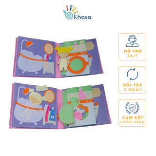 <TẶNG BÚP BÊ BÉ GÁI> Sách Vải Một Ngày Của Bé Gái, Sách Vải Thời Trang Sáng Tạo Cho Bé Từ 3-6 Tuổi, An Toàn Cho Trẻ Nhỏ