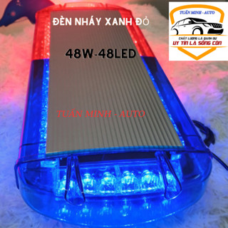 Đèn nháy xanh đỏ - Đèn chớp Po.lice công suất cao 48LED-48W để nóc xe ô tô, xe cảnh sát, xe hộ đê, xe ưu tiên...