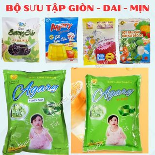 Bột rau câu dẻo, agary, sương sáo, konyaku 3k, hiệp long, sóc vàng, rau câu đào, dừa.... nhiều vị tự chọn