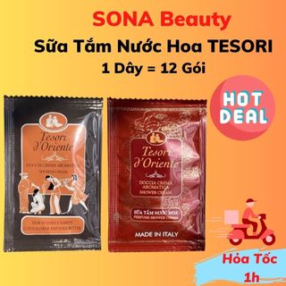 Sữa Tắm TESORI 12 gói Siêu Thơm Sữa Tắm Xích Cao Cấp Gói Sữa Tắm Nước Hoa 9ml Tiện Lợi Lưu Hương Thơm Cả Ngày SONA