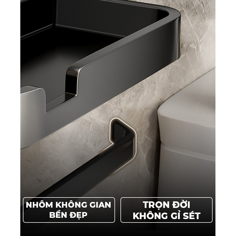 Hộp Đựng Giấy Vệ Sinh Nhà Tắm LAVAR Chất Liệu Nhôm Hàng Không, Lắp Đặt Không Cần Khoan, Bảo Hành 10 Năm CB18