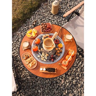 [Có sẵn] Bàn bếp nướng than, hạt dẻ, nấu trà sữa - Bàn tích hợp bếp nướng thịt, nấu ăn quanh bếp, bàn gập dã ngoại