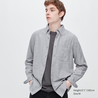 Áo sơ mi tay dài dáng regular nam cotton flannel Un1 xuất xịn
