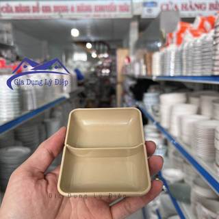 Chén đựng mắm muối, nước chấm 2 ngăn Melamine Song Long 2701 cao cấp