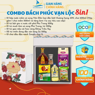 Combo bách phúc vạn lộc 8in1 nước mắm sá sùng vân đồn thượng hạng 45n gia vị phở, muối tôm sá sùng, gạo nếp cái hoa vàng