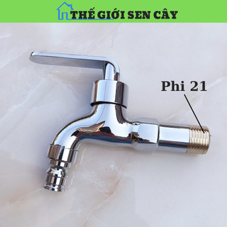  Vòi hồ vòi xả nước phi 21 đồng mạ crom sáng bóng đầu xả chống bắn - PK061 