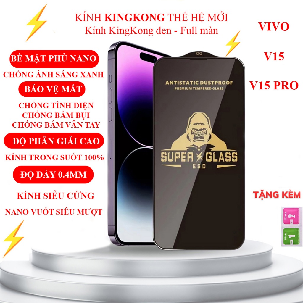 Kính cường lực Vivo V15 / V15 Pro Kingkong full màn | Miếng dán bảo vệ màn hình