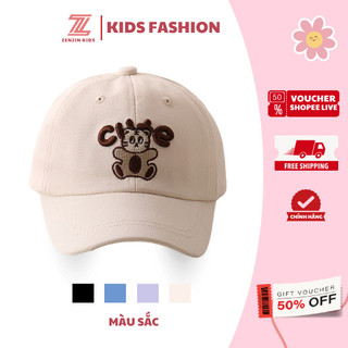 Mũ lưỡi trai cho bé từ 3-10 tuổi thêu hình mèo cute ZENZIN KIDS đi chơi, nón lưỡi trai cho bé thời trang phong cách