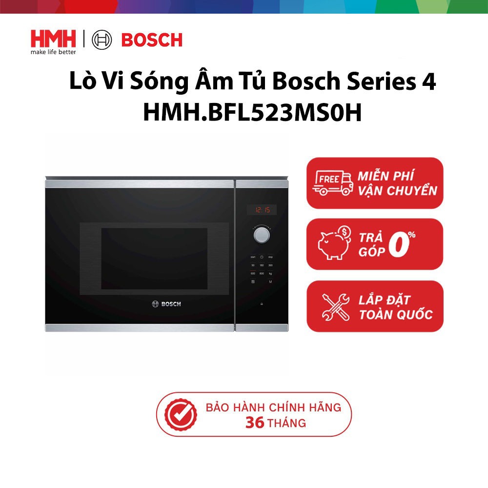 Lò Vi Sóng Âm Tủ Bosch HMH.BFL523MS0H Series 4 - Bảo Hành 36 Tháng