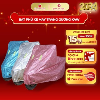 Bạt Phủ Xe Máy, Bạt Trùm Xe Máy Tráng Nhôm 3 Lớp dày dặn, Có Lớp Lót Chống Xước Xe Cao Cấp