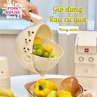 Chậu rửa rau thoát nước xoay 2 trong 1 có thể tháo rời - Chậu rửa rau củ có tay cầm dành cho nhà bếp