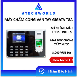 Máy chấm công vân tay gigata t8a tích hợp thẻ cảm ứng và kiểm soát cửa - hàng chính hãng - bh 1 năm - có xuất vat