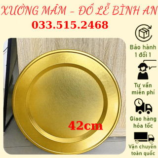 Mâm vàng 42cm. Dùng đựng hoa quả, đồ lễ, mâm cơm
