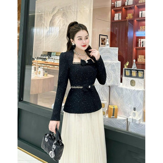 Sét áo dạ chân váy lưới