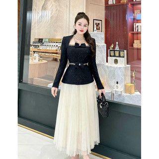 Sét áo dạ chân váy lưới