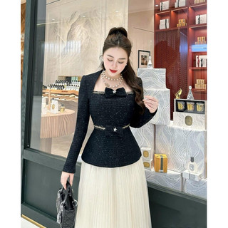 Sét áo dạ chân váy lưới