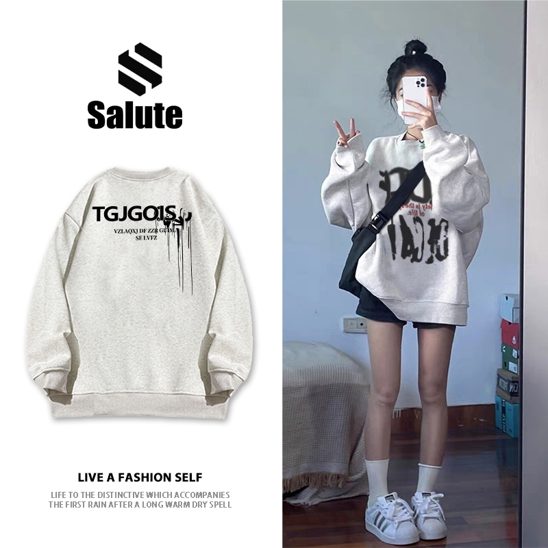 Áo nỉ Xám nữ dài tay thu đông local brand Salute Sweater Hàn Quốc cho lazy style vintage Y0657