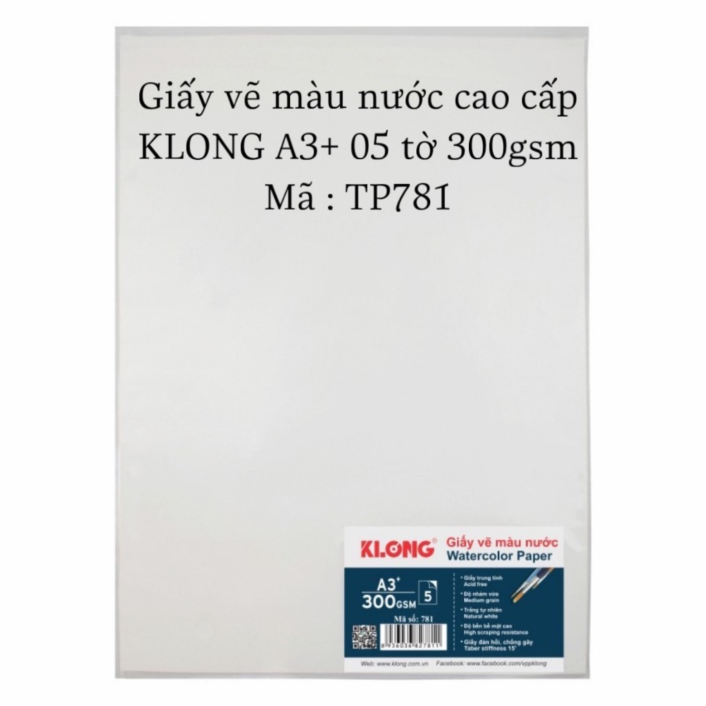 Giấy vẽ màu nước cao cấp (KLong) A3+ 05 tờ 300GSM (MS: TP781)