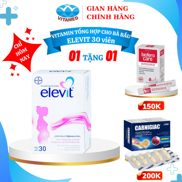 [ Mua 1 Tặng 1 ] Elevit - Viên Uống Bổ Sung Vitamin Cho Bà Bầu ( Hộp 30 Viên )