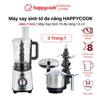 Máy Xay Đa Năng Công Suất 800W - Cối Thủy Tinh Và Cối Inox, HAPPYCOOK, HBM-T150B