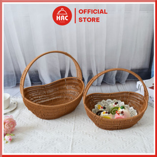 Giỏ mây quai ngang hình oval rổ mây tự nhiên đan tay thủ công đựng hoa quả, bánh kẹo