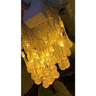 Đèn led bọt hình giọt nước pha lê dài 10m 40 bóng màu vàng siêu xinh