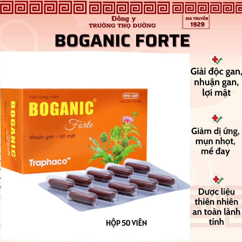 BOGANIC Forte- hỗ trợ mát gan, giải độc gan hộp 50 viên [ Hàng chính hãng Traphaco ]