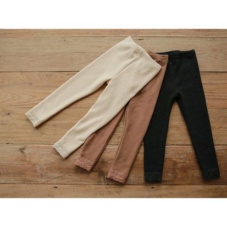 Quần legging lót lông phối gấu ren cho bé gái QST002