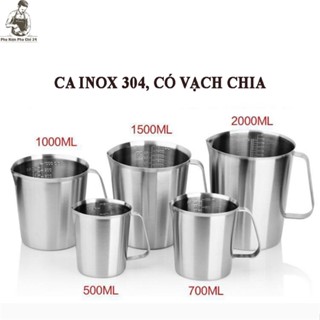 Ca Inox Định Lượng 304, Ca Đong Inox Có Vạch Chia Dung Tích 500ml/700ml/1L/1.5L/2L