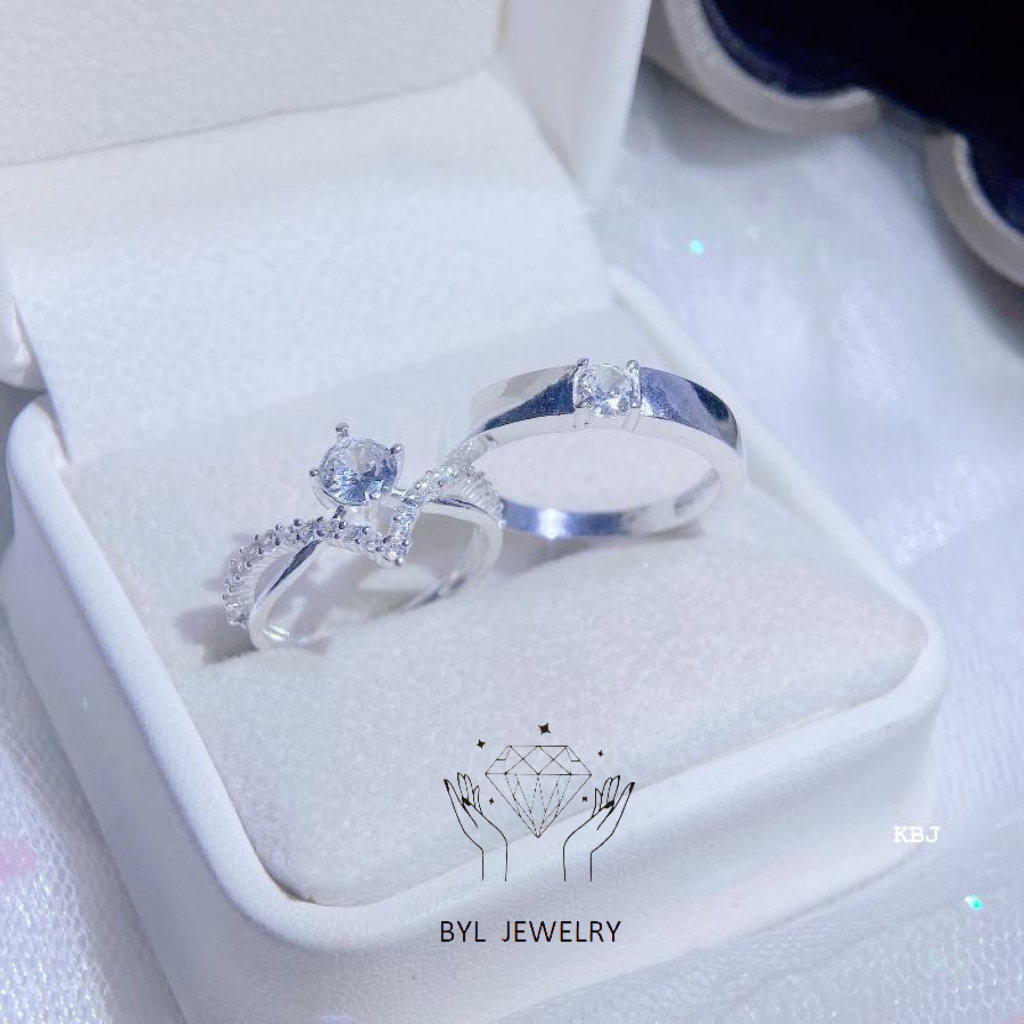 Nhẫn đôi bạc ta nhẫn đôi đủ size dày dặn kèm hộp giấy BYL JEWELRY