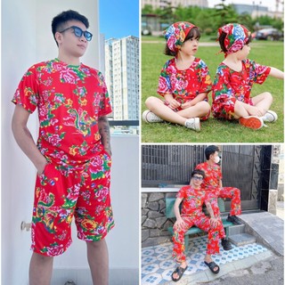 Đồ Mặc Gia ĐÌnh - Set Bộ Mặc Nhà Đi Chơi Chúc Tết Họa Tiết thăng long đui công phượng khăn trải bàn đủ size