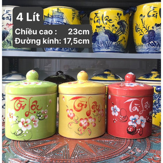 Vại muối dưa cà/ hũ dứng gạo men sứ bát tràng việt nam từ 3 lít - 30 lít