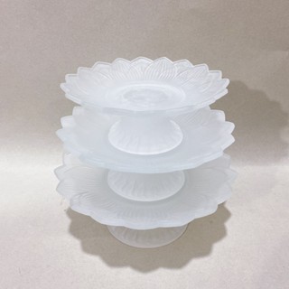  Dĩa Trái Cây Thờ Cúng Lưu Ly Trắng Nhiều Cỡ Có Hoa Sen In Nổi 