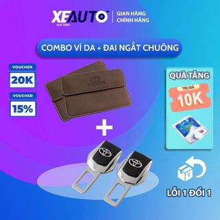 Combo Ví Da và Chốt Cài Dây An Toàn Ô Tô Cùng Hãng Loại Cao Cấp Ngắt Chuông, Ví Đựng Giấy Tờ Có Logo Đầy Đủ Các Hãng Xe