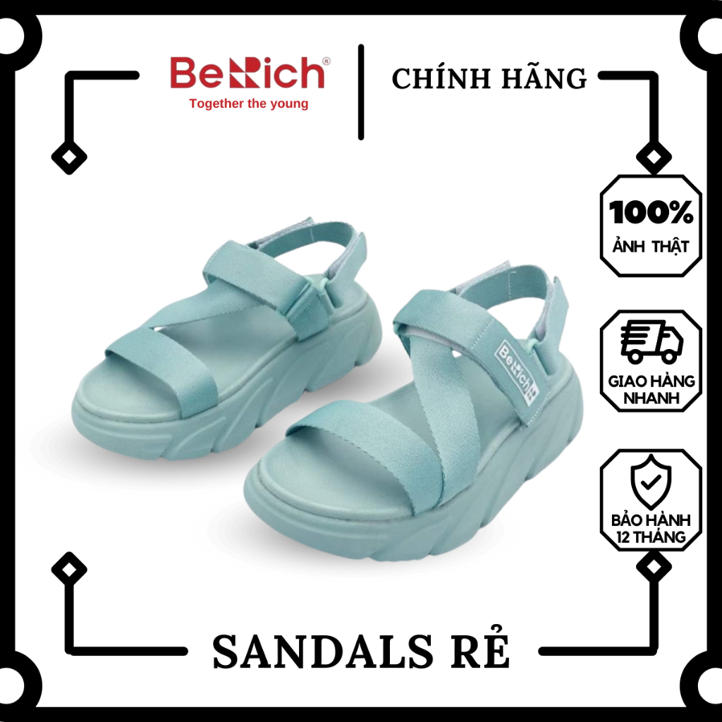 Giày Dép Sandal Nam Nữ Đế Cao Thể Thao Chính Hãng BERICH - Xanh Mint NNC06
