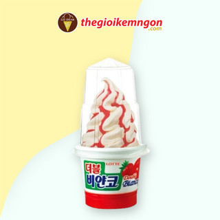 Kem lốc xoáy dâu táo Hàn Quốc Lotte Double Bianco Strawberry & Apple (185ML)
