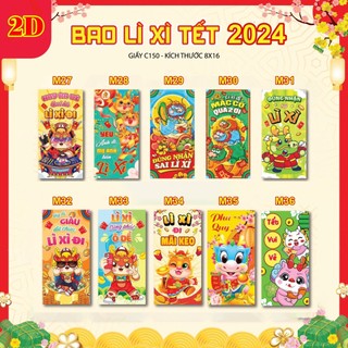 Set 10 Bao Lì Xì Tết 2024 Loại Dày C150 Nhiều Mẫu Mã Con Mèo Siêu Đẹp, Dễ Thương