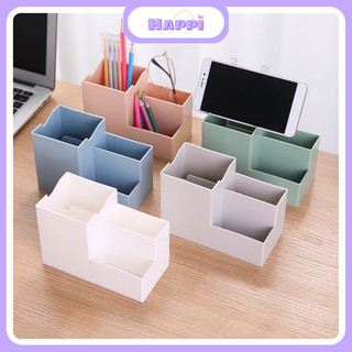 Khay Nhựa Đựng Bút 3 Ngăn/ Ống đựng nút, kệ Đựng Mỹ Phẩm, Đồ Trang Điểm Để Bàn Đa Năng HAPPI