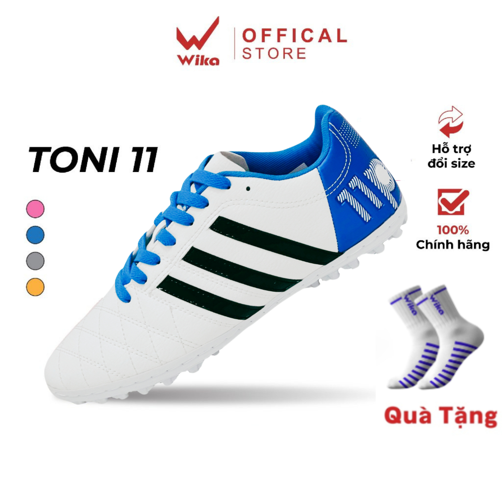 Giày Đá Bóng Toni Kross Chính Hãng Wika, Giày Bóng Đá Wika Toni Sọc Sân Cỏ Nhân Tạo Khâu Full Đế Chắc Chắn, Phù Hợp