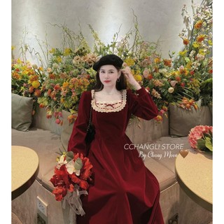 ❤️❤️ Siêu phẩm váy Nhung đỏ dáng dài cổ phối ren cực xinh 🥰🥰🥰 Một siêu phẩm xinh đẹp kín đáo dành cho các nàng nhà mình-