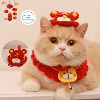 Mũ len cho chó mèo, Mũ hình mặt hổ cho thú cưng, Mũ cho chó, Mũ cho mèo Phụ kiện chó mèo đan len