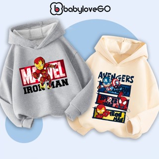 Áo hoodie bé trai BabyloveGO 2025 áo nỉ cho bé có mũ in hình siêu anh hùng