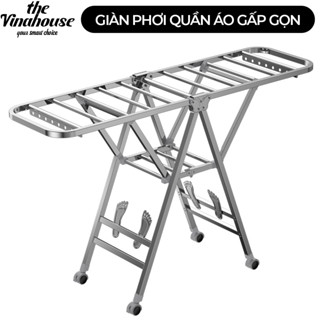 Giàn phơi quần áo gấp gọn inox304 cao cấp F164, Giá phơi đồ đa năng dáng chữ A tải trọng 300kg - VINA HOUSE
