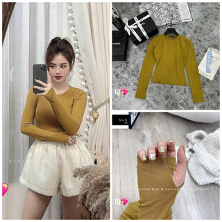 Áo thun trơn cổ tròn dài tay basic (sale)