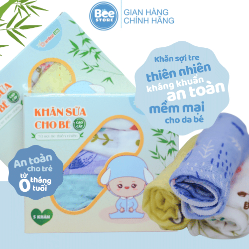 Set 5 khăn sữa cho bé, khăn sợi tre Bamboo Life mềm mịn kháng khuẩn an