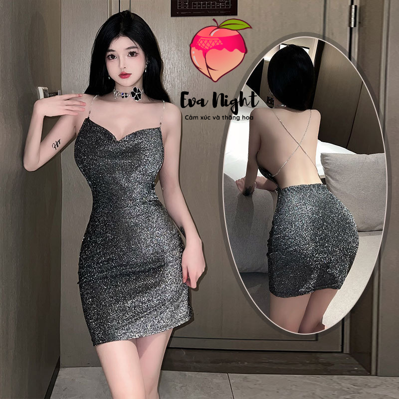 [HÀNG LOẠI 1] Set váy lấp lánh 2 dây hở lưng | B-03