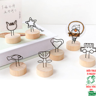 Kẹp gỗ, dụng cụ trang trí bàn làm việc, bàn học, kẹp giấy ghi chú, kẹp ảnh đế gỗ tròn