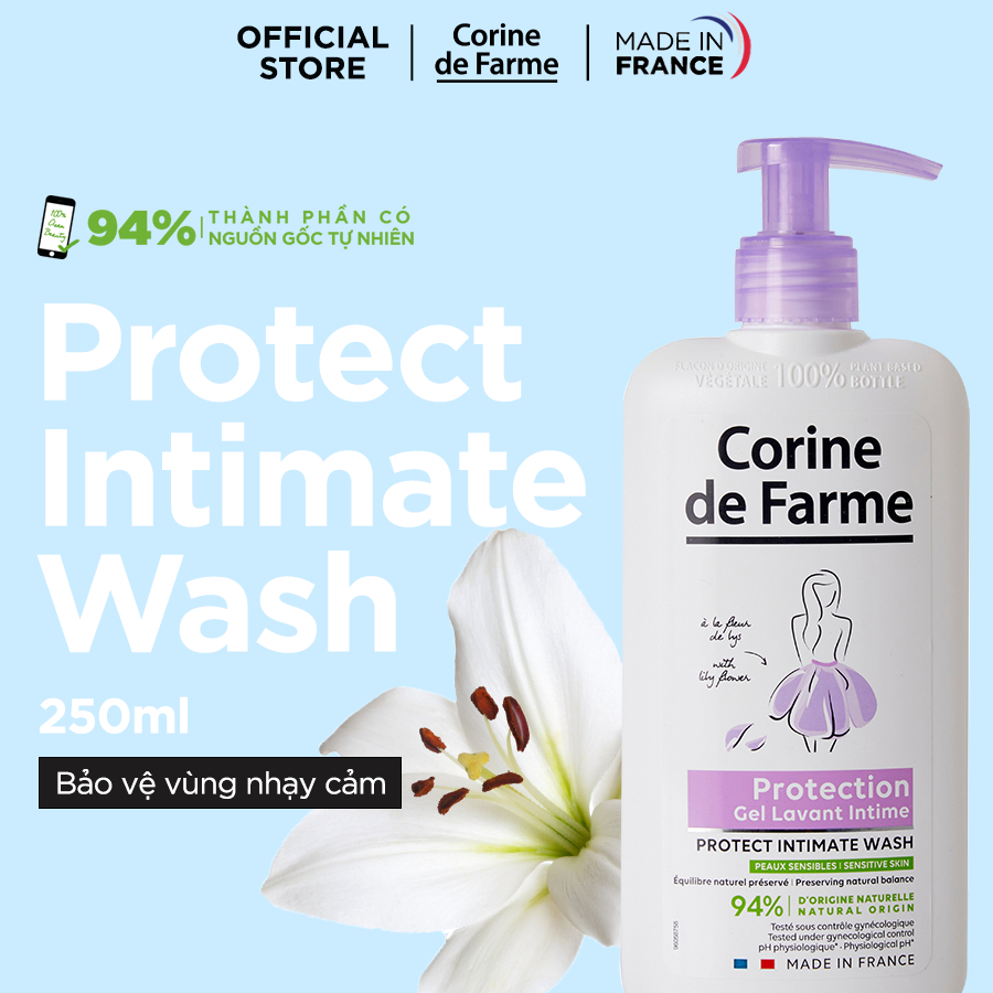 Gel Vệ Sinh Phụ Nữ Corine de Farme Protect Intimate Wash 250ml