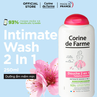 Sản phẩm 2 trong 1 , Gel làm sạch toàn thân và vùng sinh dục ngoài Corine de Farme Intimate Wash 2 in 1 250ml