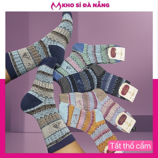 Tất thổ cẩm cổ cao người lớn chất cotton len siêu dày dặn ảnh thật